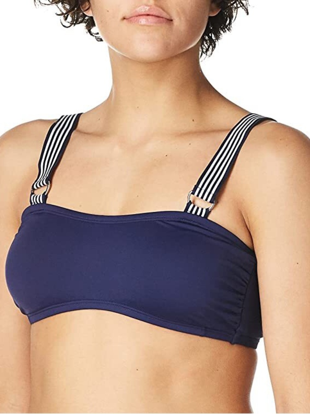 Nautica Navy Bandeau Bikini Top with Navy -and-White Striped Straps